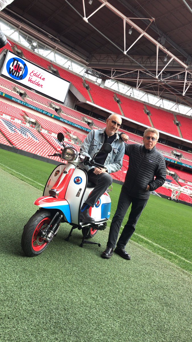 wembleystadium's tweet photo. TheWho. MovingOn! 

Awesome to have the legendary Roger Daltrey &amp; Pete Townshend back at Wembley today. 

40 years on since their last visit. https://t.co/EqykAvrVBQ