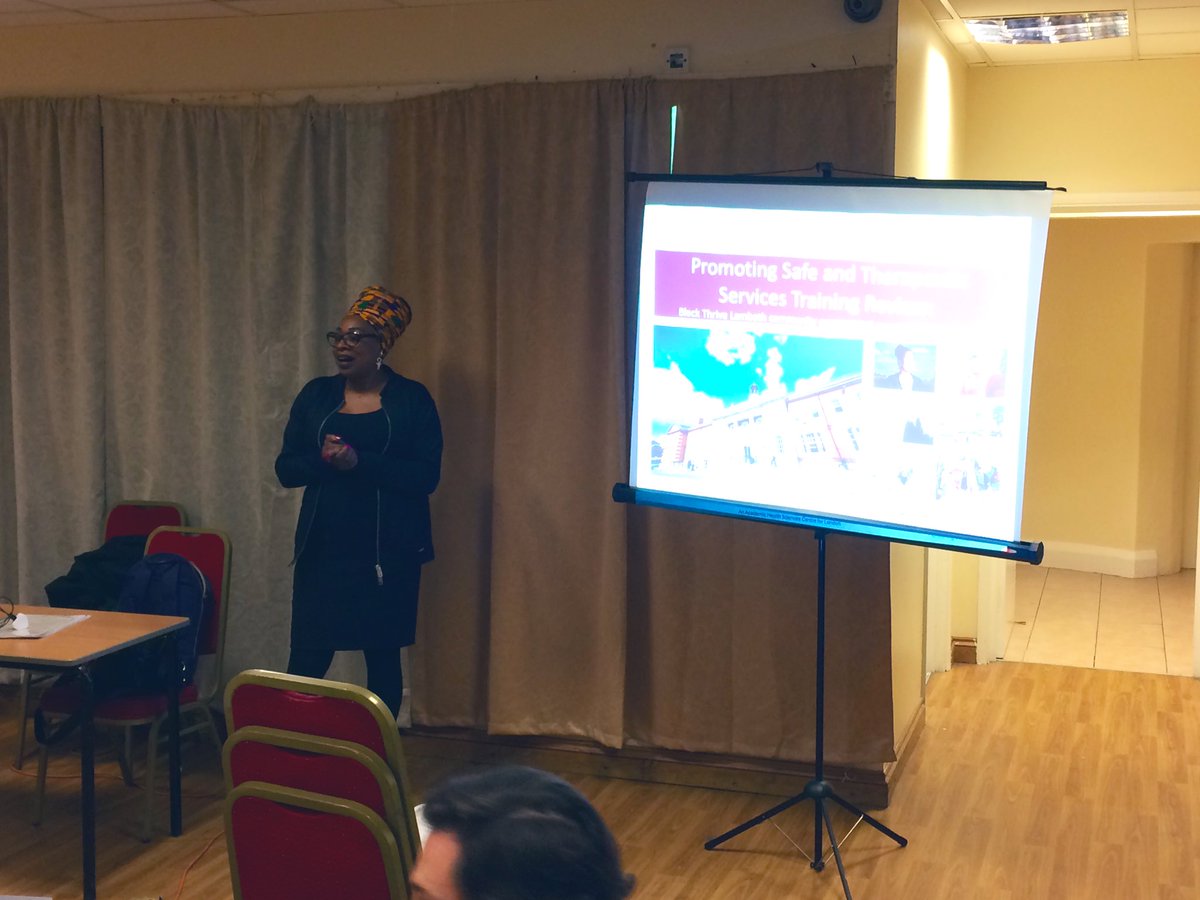 BlackThriveLbth's tweet image. Hello Black Thrivers at tonight’s event at the Karibu we are asking 2 questions. 

1. If your relative was admitted onto a SLAM ward how do you think staff should be trained to keep them safe?

We’d love to hear your experiences. 

#Lambeth 
#BlackMentalHealth
#PSTS
