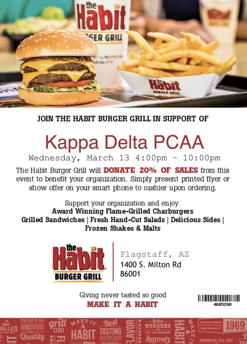 Come to our percentage night at The Habit tonight!!