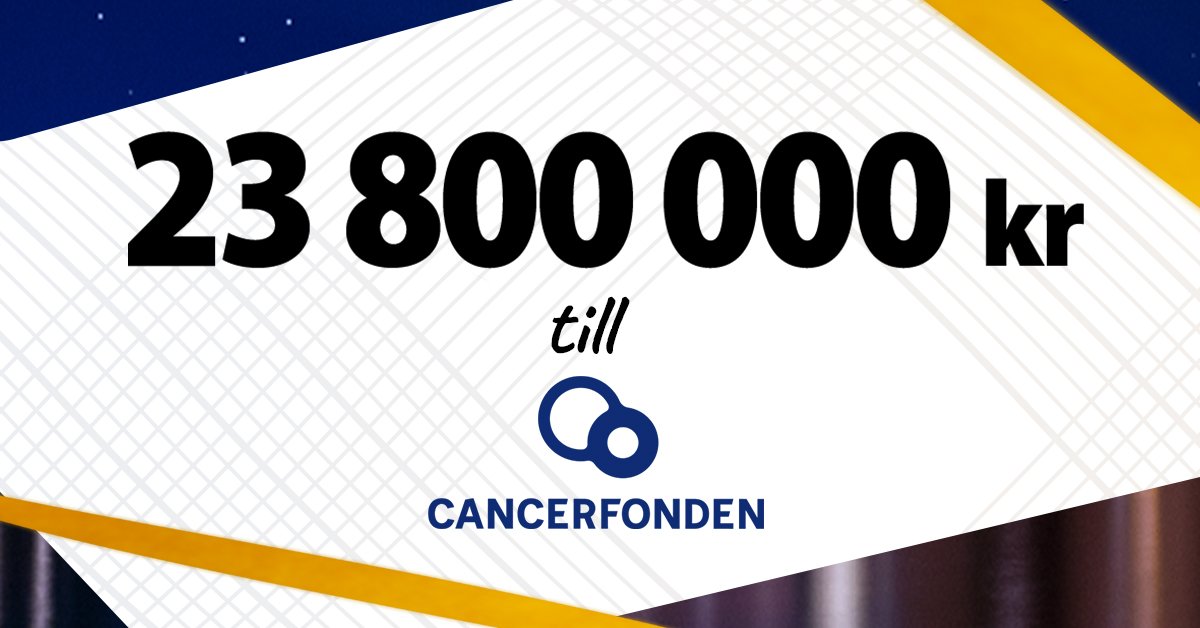 Postkodlott's tweet image. 23,8 miljoner kronor till @Cancerfonden vars vision är att besegra cancer. Målet är att färre ska drabbas och fler ska överleva. #postkodeffekten