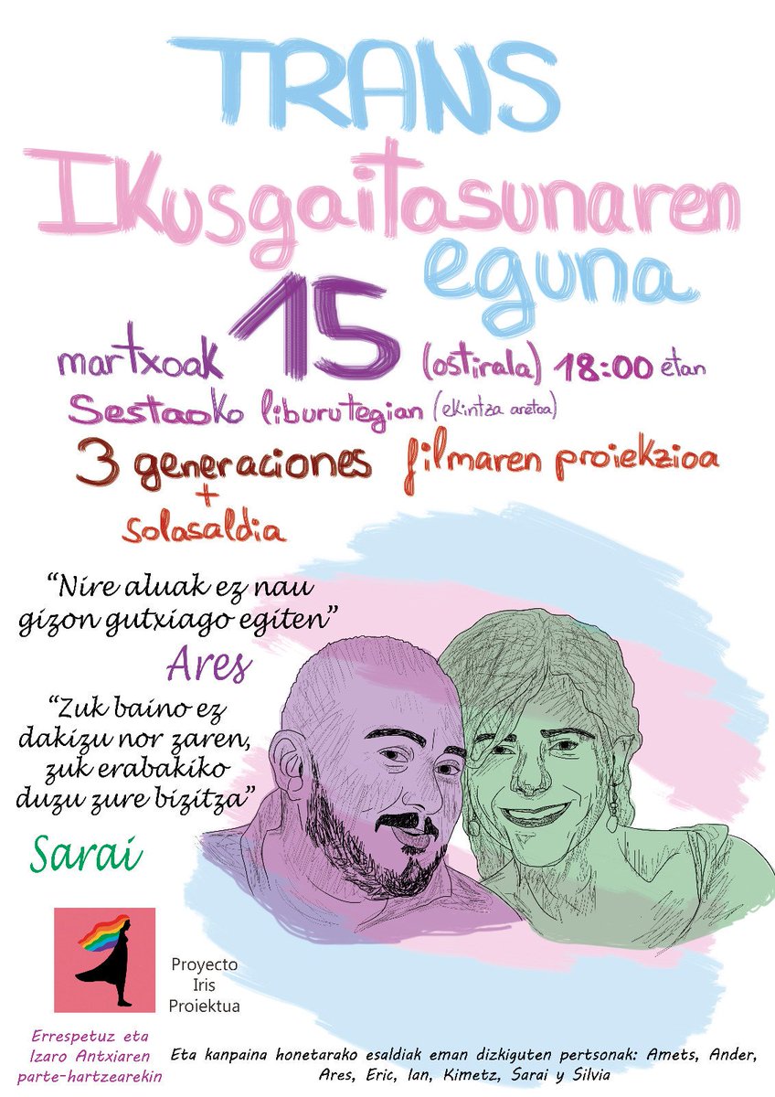 iris_proyecto's tweet photo. #VisibilidadTrans
#TransIkusgaitasuna https://t.co/mTBU04x9nS