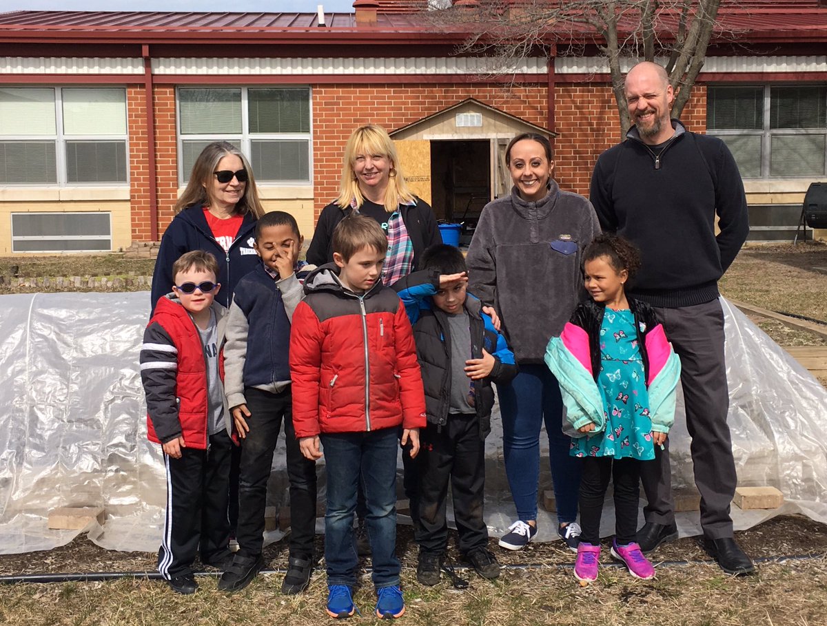 SmithC3306's tweet photo. We’re excited to kick off the TES gardening season with a greenhouse build. Mr. Worrell’s class worked together to bend the frames into place and cover them with plastic.
@jworrell0508 
@BrittanyMurro 
@TESartstudio410 
@Tabschools https://t.co/n3WzohzyuE