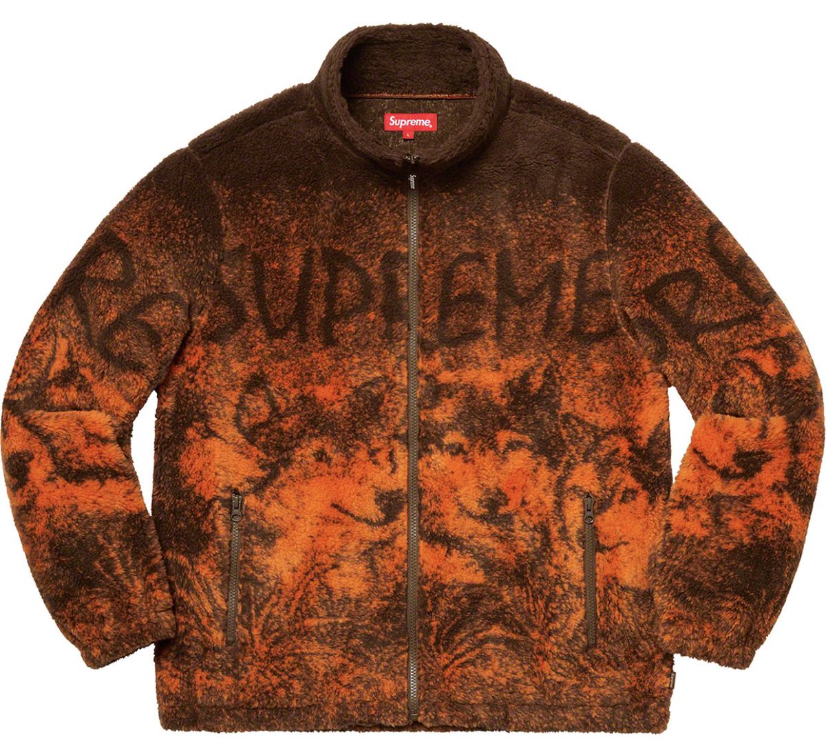 supreme wolf fleece jacket black