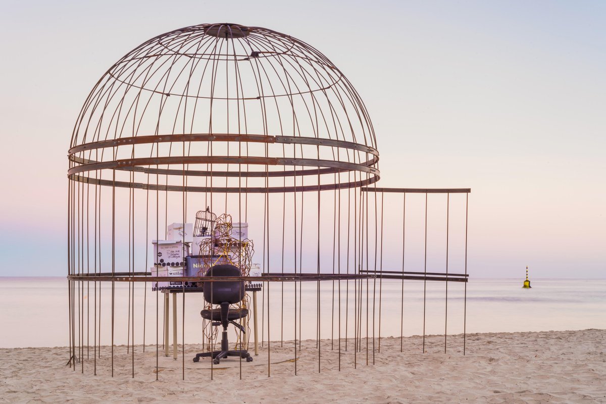 We're ready for another big day at #sxscottesloe19! Come down and enjoy the sunshine and the 71 sculptures on display, including this work by Hamish McMillan. #justanotherdayinWA 

Image: Hamish McMillan 'Internment', Sculpture by the Sea, Cottesloe 2019. Photo: Richard Watson.