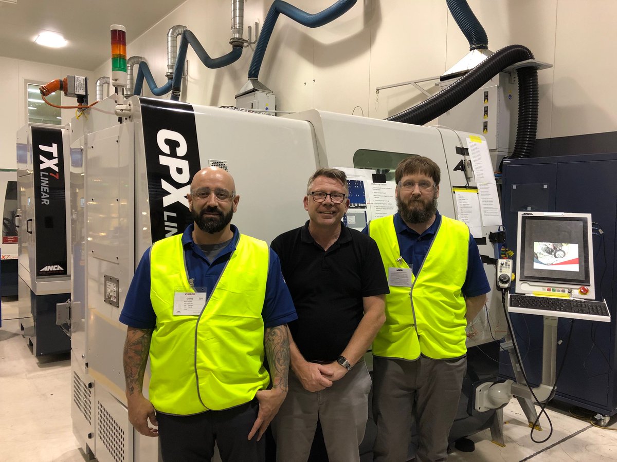 ANCACNCMachines's tweet photo. This week we welcome #ANCATooloftheYear winners Mario Ercolani and Stephen Hutchins from Contour360 to the ANCA Australian headquarters where they got to see firsthand how the machines are made and meet the team behind the technology. https://t.co/MTmEkhtyPE