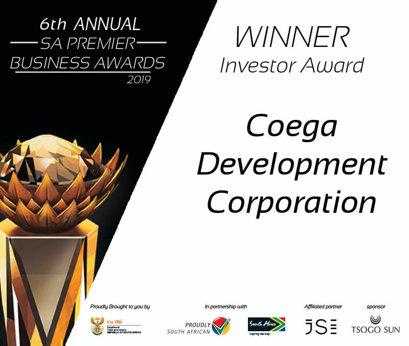 Fifth Award for the evening is Investor Award and it goes to Coega Development Corporation

<a href="/the_dti/">Technical Information Center</a> <a href="/ProudlySA/">Proudly South African</a> <a href="/Brand_SA/">@Brand_SA</a>

#SAPBA19