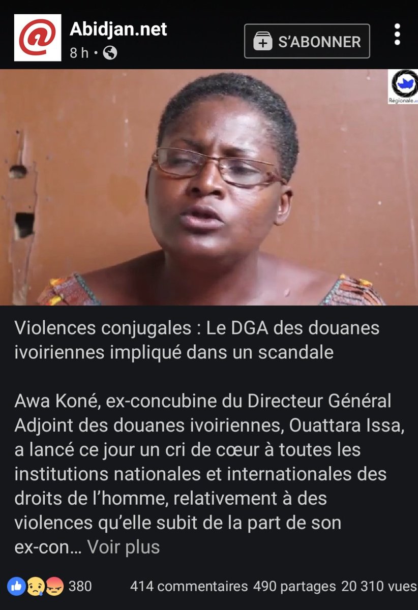 Gbagbo_TTC's tweet photo. #ViolencesAuxFemmes : le cas de dame #Awa Koné, femme du #DGA de la #douane #ivoirienne le Colonel #Ouattara Issa. Leur 5 enfants ont vu leur père battre au quotidien leur mère.
Le DGA jouit d'une impunité totale pcq il serait un protégé du président #Ouattara
#Civ225 #Abidjan https://t.co/N3mp0niKEx