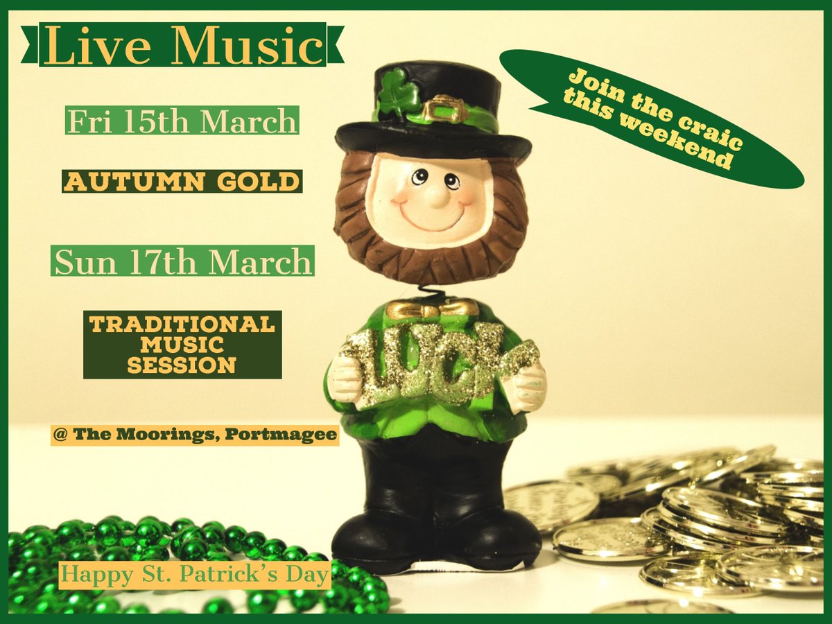 Join us for St Patrick's Weekend! ☘️
We will kick off the weekend with Live Music by "Autumn Gold" on Friday Night and continue the celebrations onto Sunday Night with a Traditional Music Session. 🇮🇪 
#IrishMusic #SkelligCoast #WildAtlanticWay #Tradmusic #StPatricksDay