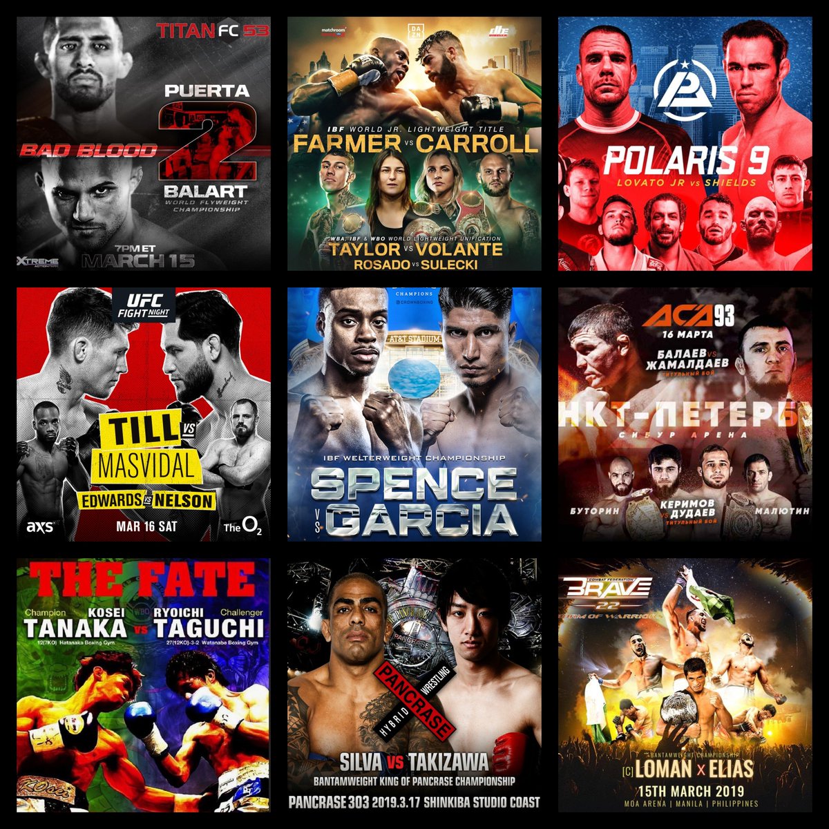 caposa on Twitter "Live Combat Sport Schedule 3/14 3/18 Full