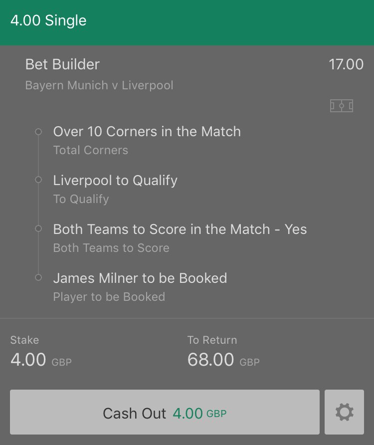 NGTipster's tweet photo. Game of the Day Bet Builder! ⚽️✅

#FCBayern vs #Liverpool

Both teams love a corner, Referee loves a card - GAME ON!
16/1! https://t.co/AxX5SeAj0E