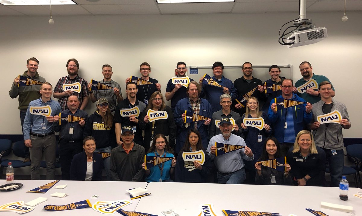 NAUAlumni's tweet photo. A business bursting with ππ pride! Thanks for the great visit @MicronTech Lumberjack alumni and @NAUPresident #OnceALumberjack https://t.co/zCne1EVMKo