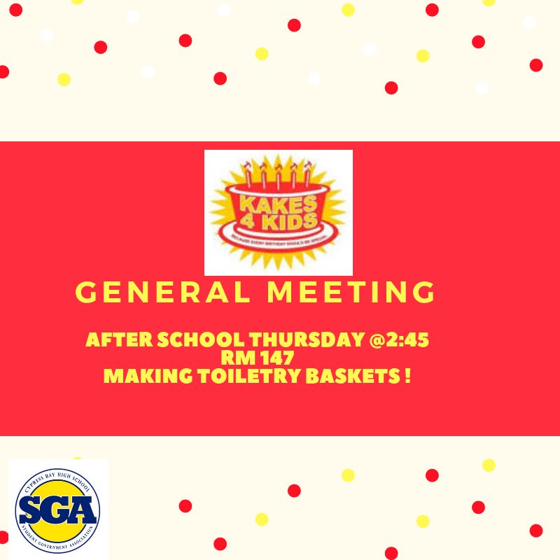 kakes4kidscbhs's tweet photo. Come to our meeting tomorrow right after school to make special toiletry baskets for the kids :) https://t.co/W1I70s2bFt
