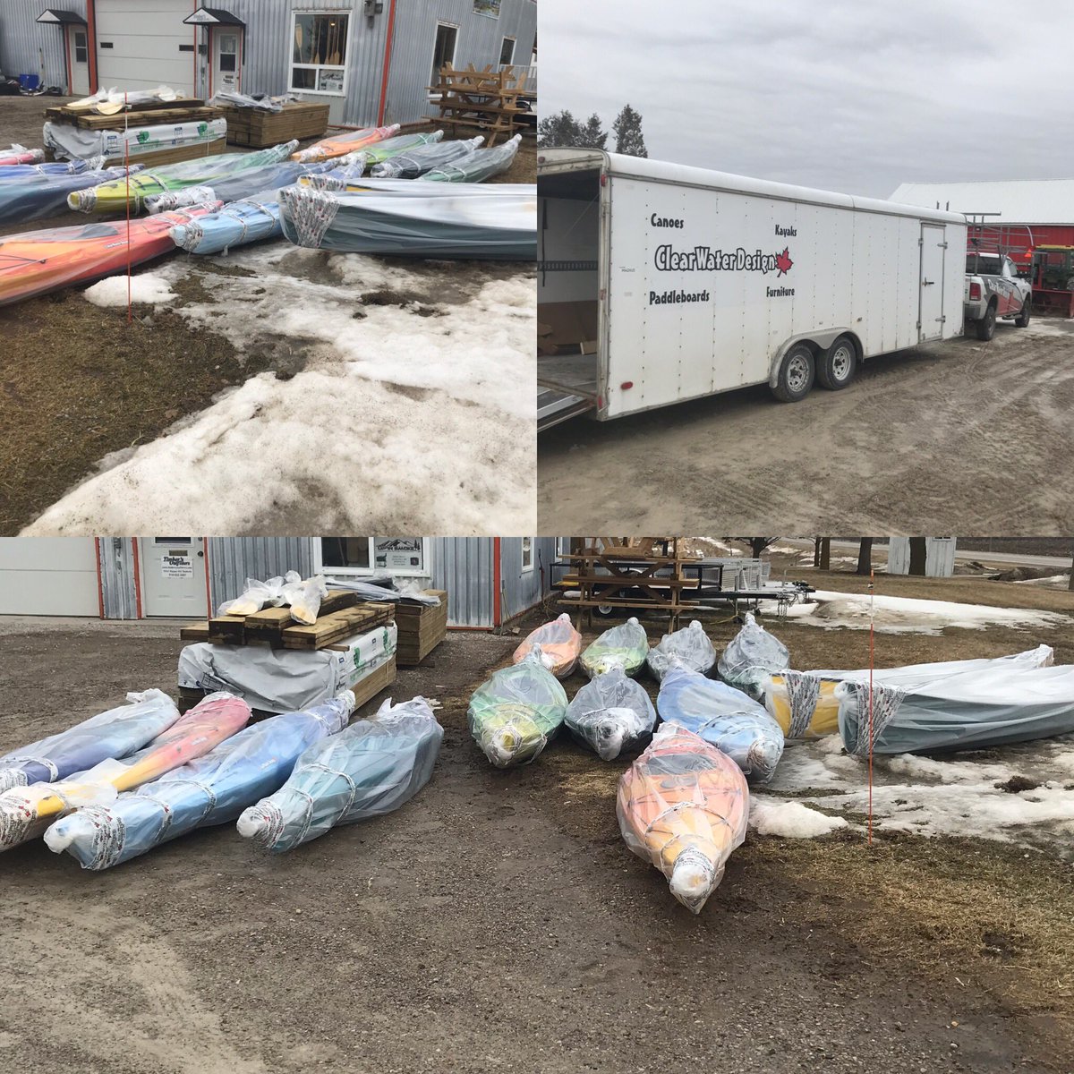 Better than seeing a Robin. You know spring is coming soon when you see ClearWater Design making a delivery. Thanks guys. Come and check out these awesome Canadian made kayaks, canoes and paddle boards for your self.