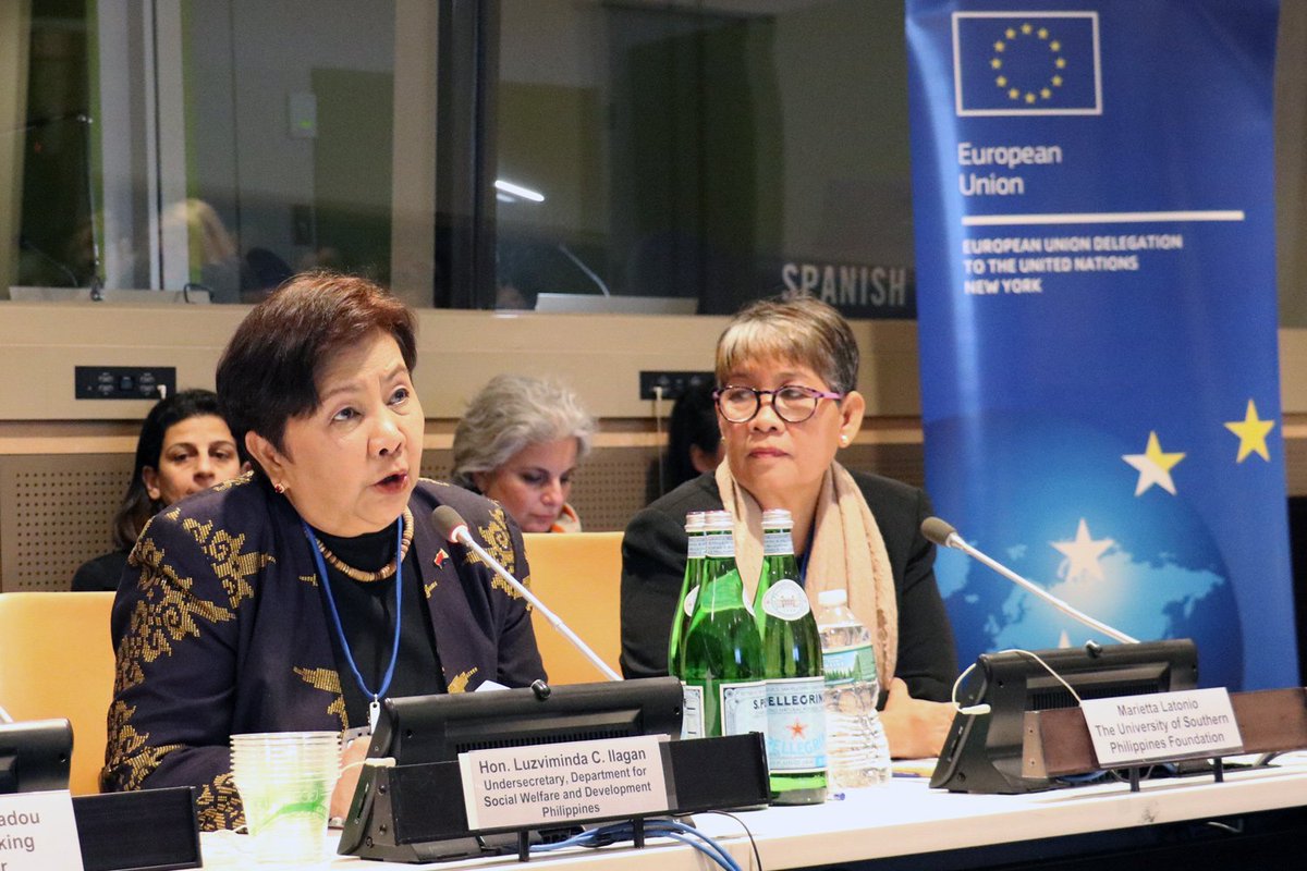 EUatUN's tweet photo. Bold proposal at #EUatCSW63 side event on Women Victims of Trafficking hosted by Anti-Trafficking Coordinator Vassiliadou with US @JTIP_State Amb. Richmond &amp; @UNmigration DDG Thomson:

“We don’t need new laws or frameworks, what we need is good old and boring implementation” https://t.co/FYQ6lXyxHV