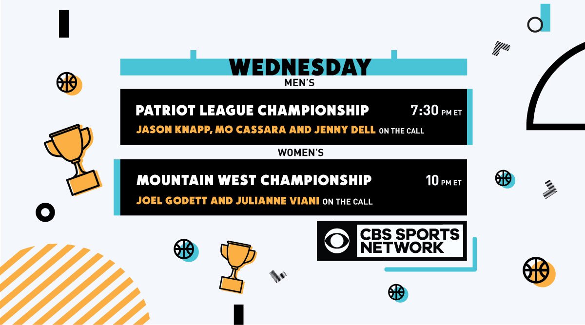 CBSSportsGang's tweet photo. #BracketWeek continues on @CBSSportsNet with championships from @PL_MBB and @MW_WBB!
First tournament top seeds @Bucknell_MBB and @ColgateMBB battle in
Upstate NY.
Then No. 1 seed @BroncoSportsWBB look for their third straight tourney title against No. 3 seeded @wyo_wbb! https://t.co/XMeUBIt8fv