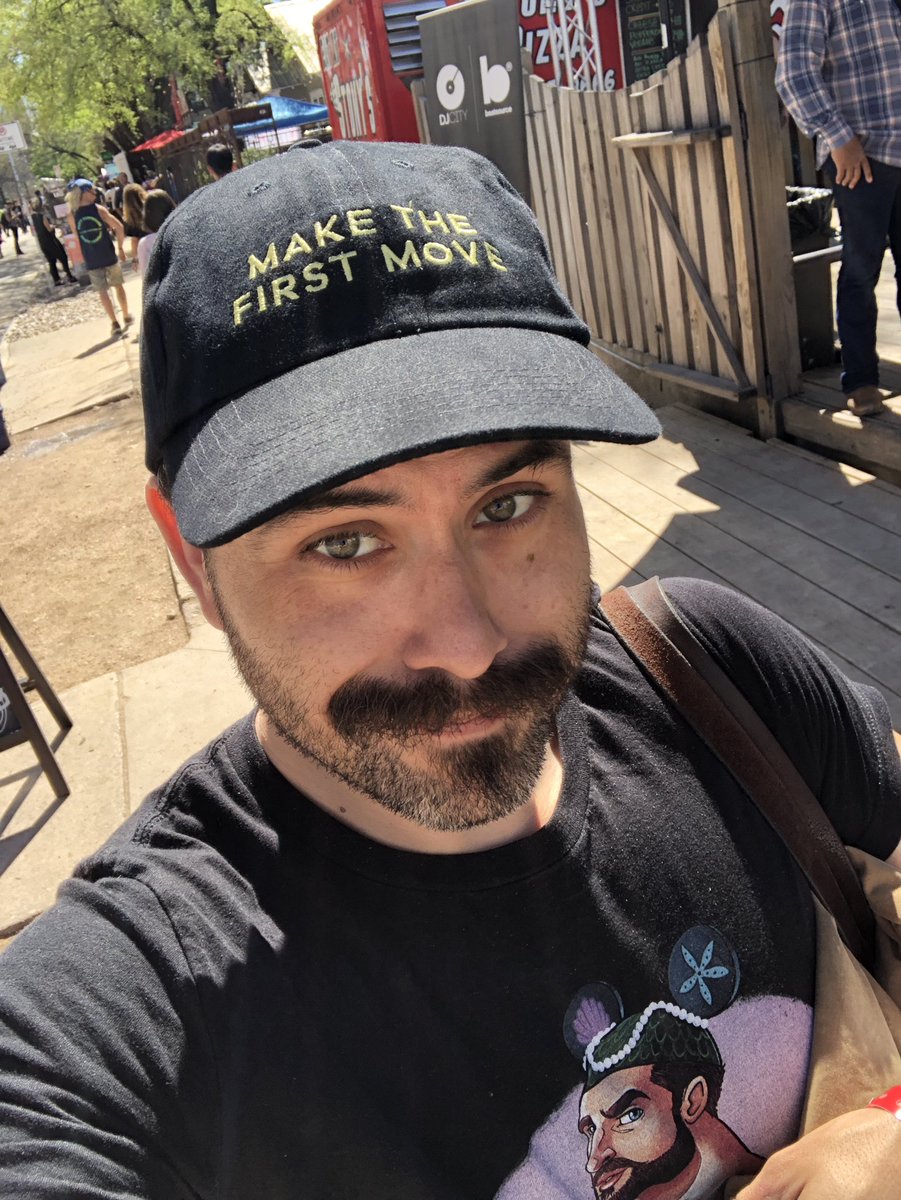 thefreenoms's tweet photo. Thank you to @bumble for the coffee and this hat. It’s really coming in handy today. It’s always my first stop everyday. At @joscoffee downtown. ☀️👨🏻🐝 ☕️⚡️ #BumbleSXSW #SXcoffee #SXSW https://t.co/qqzSVKvLYx