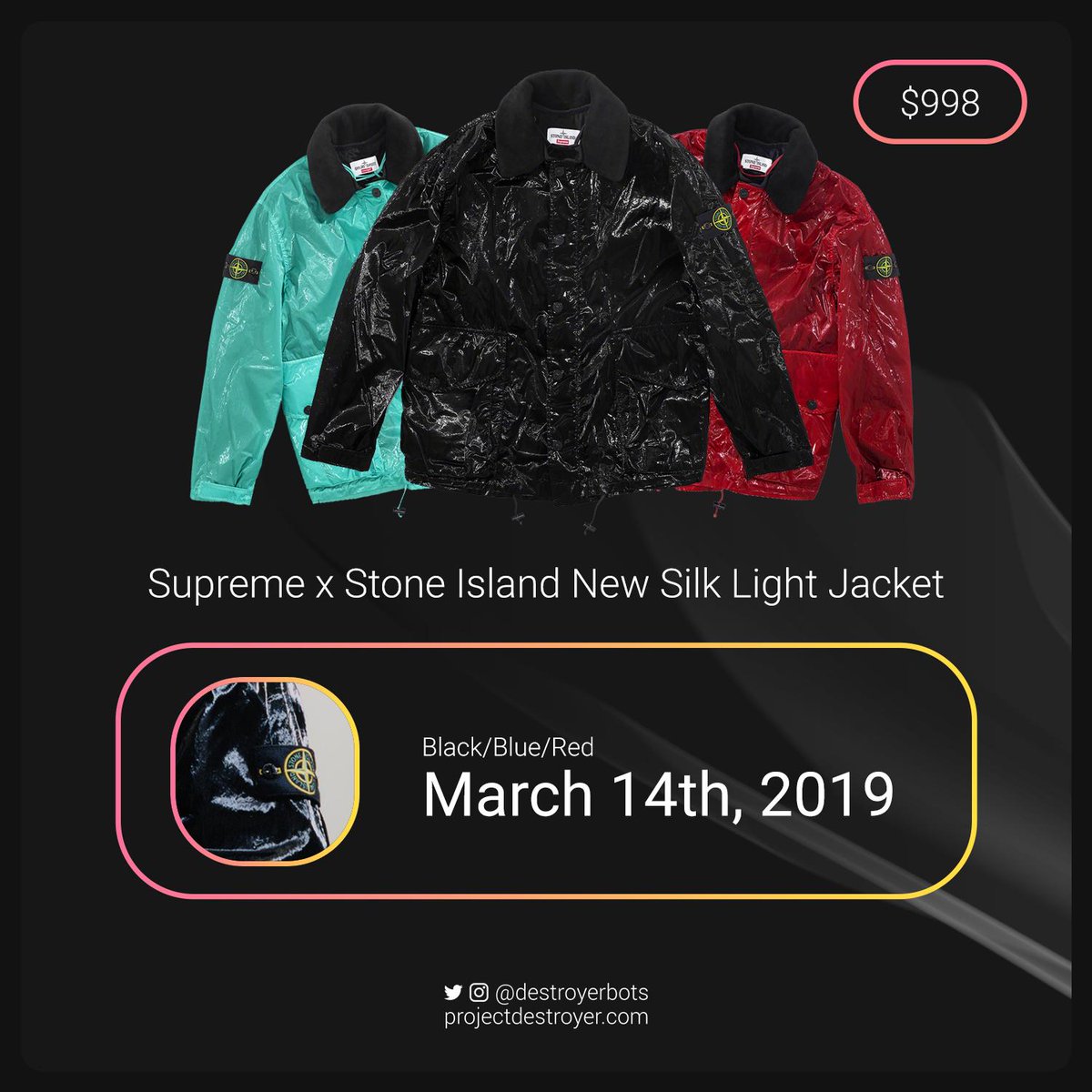 supreme stone island new silk light jacket