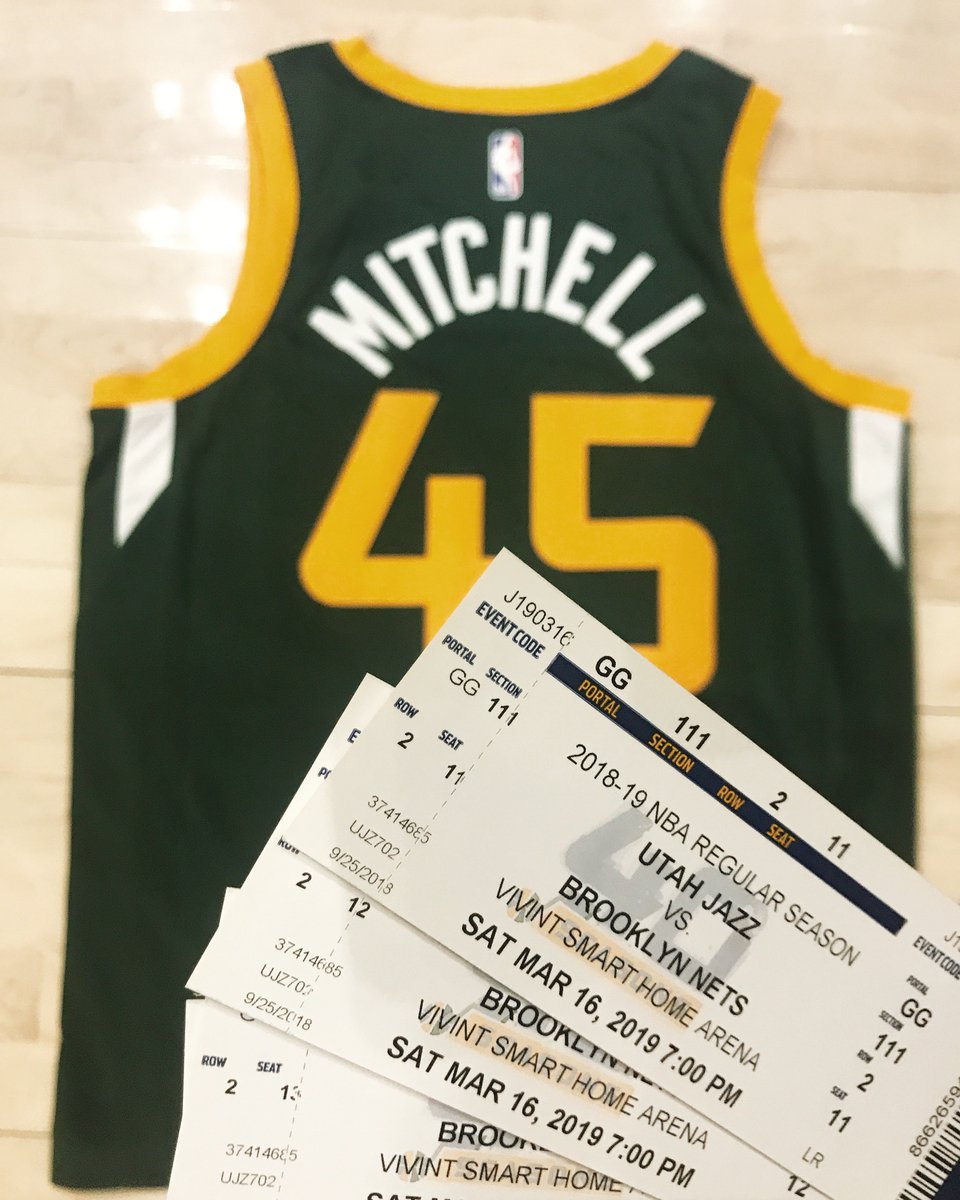 GIVEAWAY: Win 4 tickets to the <a href="/utahjazz/">Utah Jazz</a> game on Saturday against the <a href="/BrooklynNets/">Brooklyn Nets</a>, $80 for dinner at Hires in the arena AND an Earned Edition <a href="/spidadmitchell/">Donovan Mitchell</a> jersey to wear to the game! 
To enter:
1⃣Follow @vivintarena 
2⃣RT
3⃣Tag a friend
*Winner will be DM'd 3/15 at 2pm
