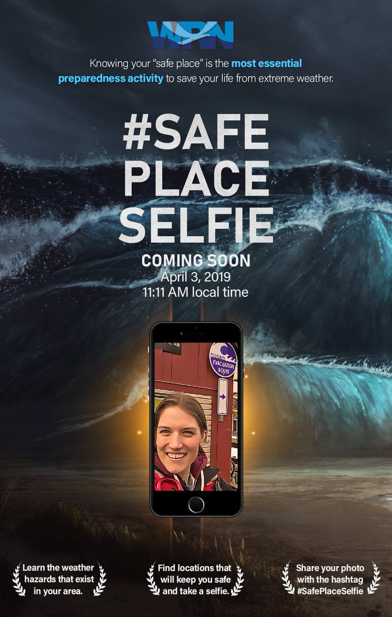 COMING SOON… #SafePlaceSelfie! 
On April 3, at 11:11 AM Local Time, we’ll be looking to feature photos and videos you share of you in YOUR safe places from various natural disasters.

Prepare yourselves!
weather.gov/wrn/safeplaces…
