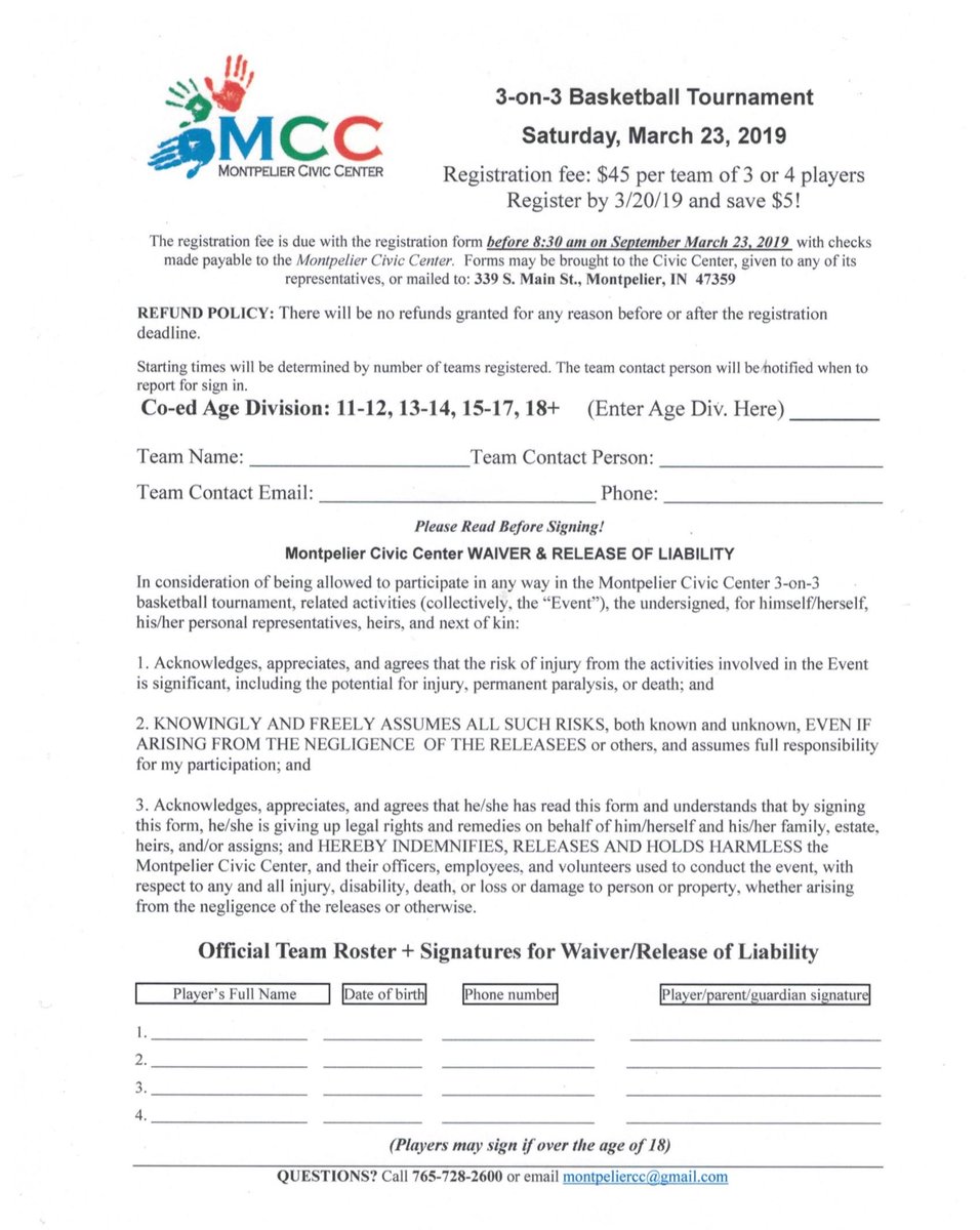 MontpelierCC's tweet photo. It's almost 3-on-3 time! Is your team in?!? Forms are attached or register online at https://t.co/yxAfIxLfoQ. https://t.co/e9UXSiKXev