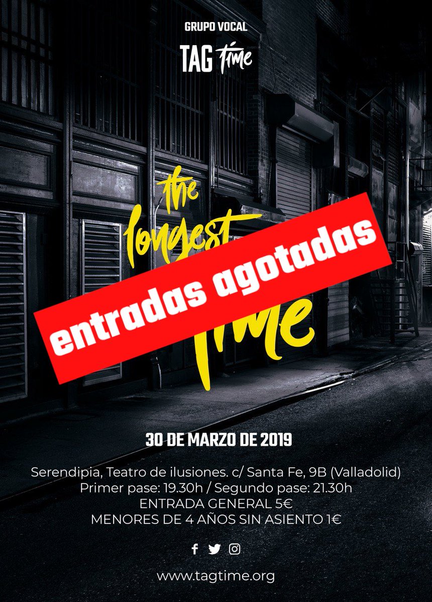 Tag_Time_'s tweet image. Oigan, que nos hemos quedado sin entradas a dos semanas del concierto #Tagtime #30M