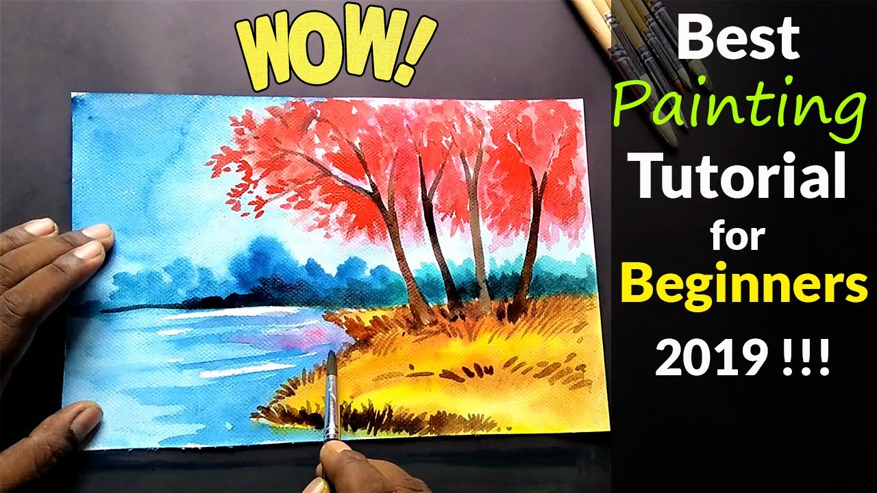 watercolor village painting - Landscape nature scenery Drawing - YouTube