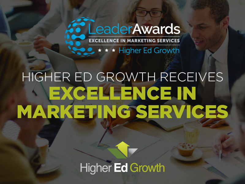 HigherEdGrowth's tweet photo. Higher Ed Growth is proud to receive the 2018 Excellence in Marketing Services Award, presented by LeadsCouncil. 
https://t.co/l19lN8kspe https://t.co/2fxuLM31hp