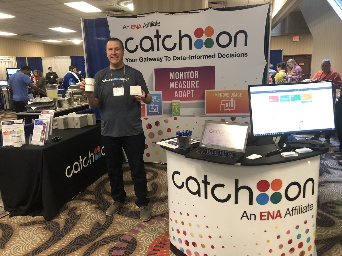 Chad___Arnold's tweet photo. Hey #KySTE19! Come by booth 1208 to see @EricCatchOn and I to hear about how CatchOn can help you manage your software across your entire district! Oh and also to get a couple awesome free giveaways and see our smiling faces! :) @getcatchon @ENAconnects https://t.co/qFowisZbOR