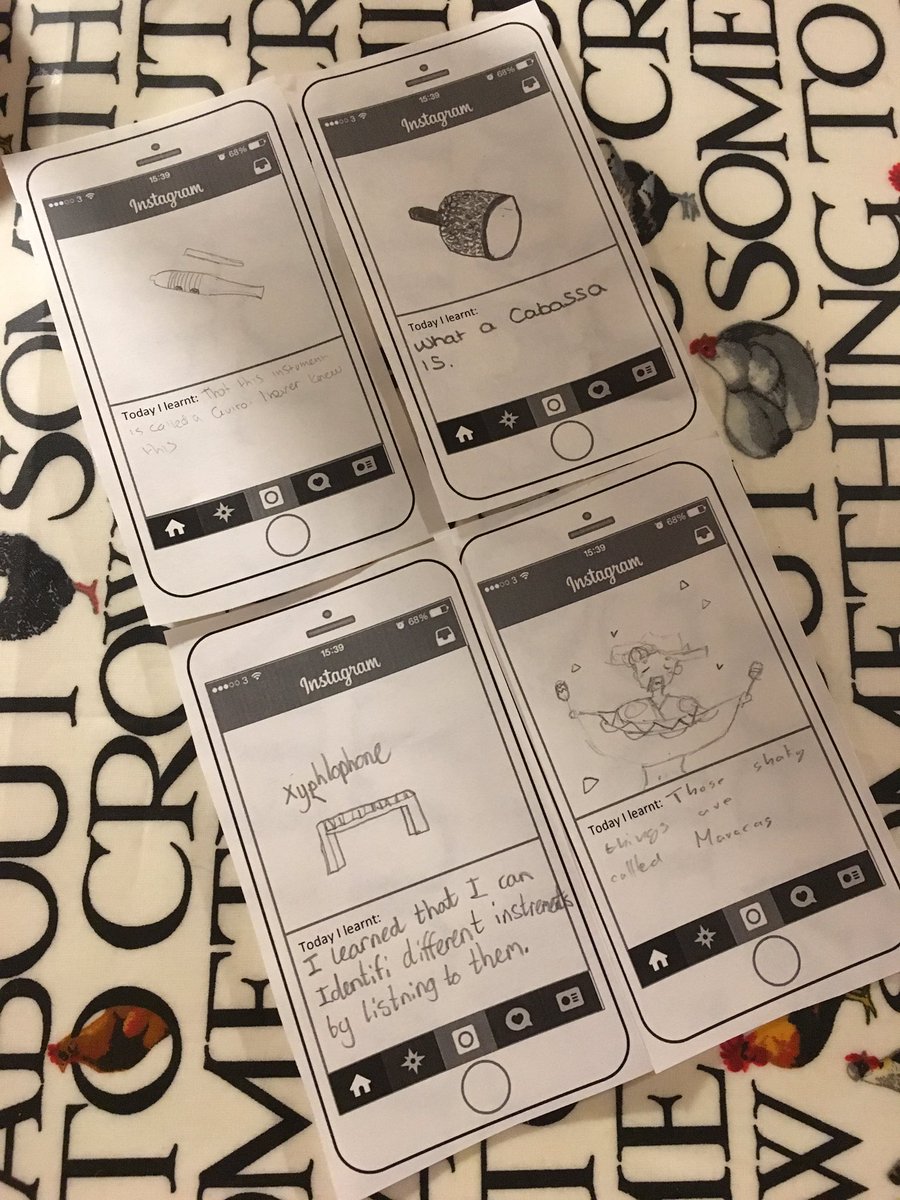 missshepmusic's tweet photo. S1 using Instagram exit passes to show what they have learnt about Percussion instruments in today’s lesson🥁 https://t.co/gPBDG5Odv3