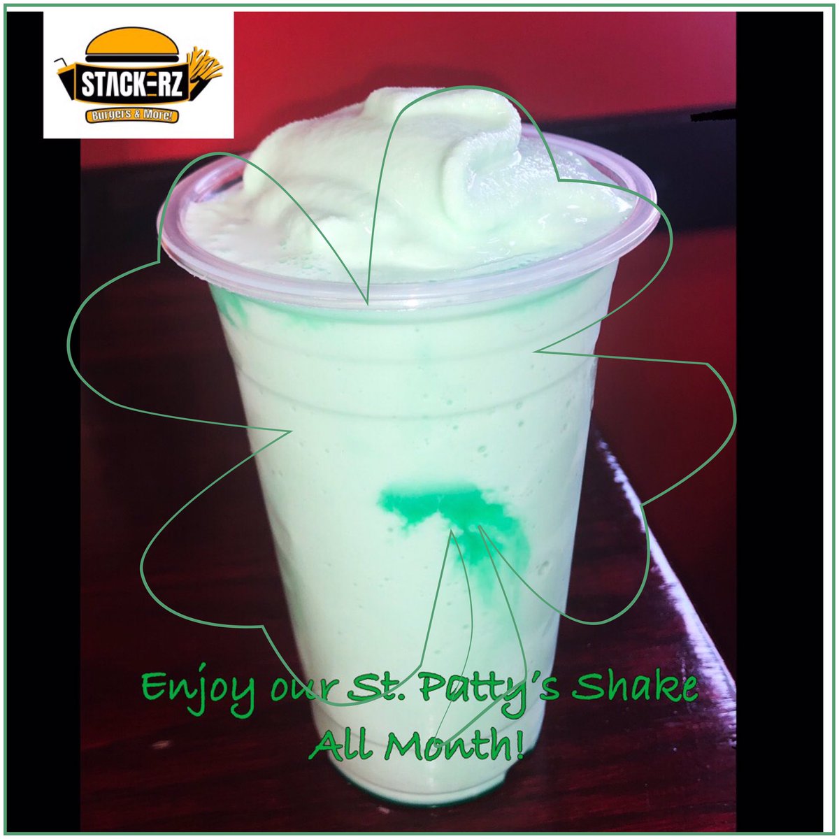 stackerzchicago's tweet photo. 🍀 Keep a Little Green on St. Patrick’s Day and for the rest of the month with our St. Patty’s Shake only $3.29🍀
Order online at https://t.co/pnBSQBuBQe
#chicago #restaurants #burgers #yummy #foodies #fastfood https://t.co/wo4wPAB0DK