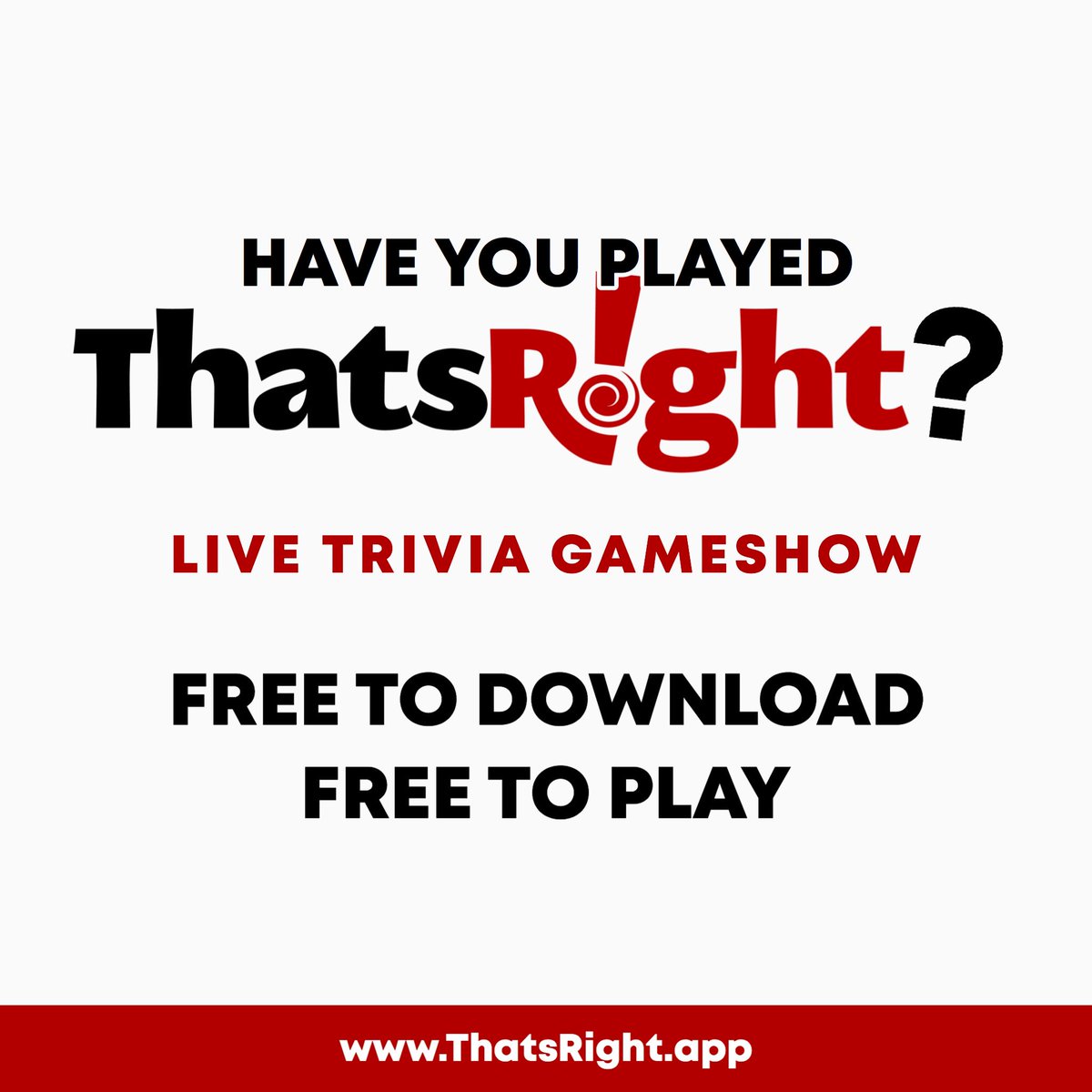 thatsright's tweet image. Have you played the only game giving away big MONEY payouts? Giving you TWO chances at $2,000. 
Download today! 
thatsright.com

#ThatsRight #ThatsRightApp #trivia #gameshow #twochancestowin #freemoney #winning #money #family #fun #familyfun #familytime #trivianight