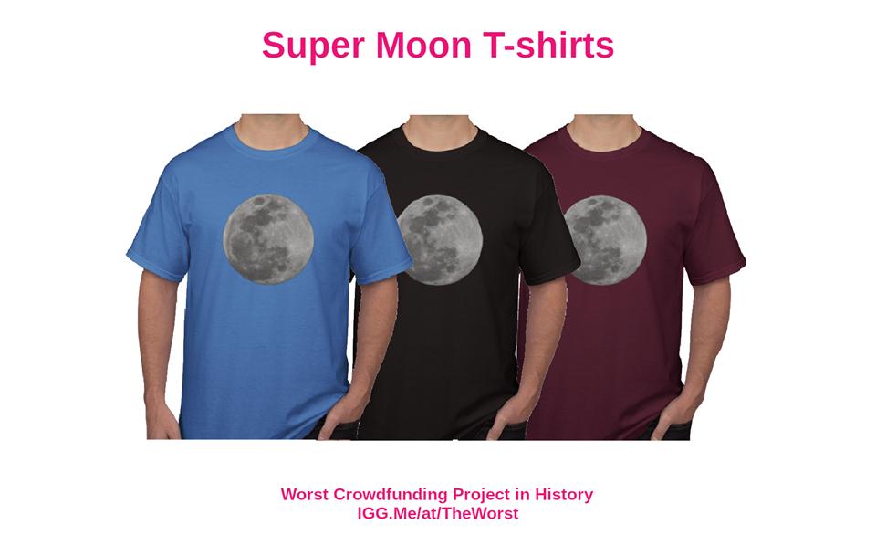 MineralsOrBust's tweet photo. Limited time left. Get your super moon t-shirt on Indiegogo: https://t.co/rI2JZh8GGk Proceeds help create sustainable field research stations. Via Worst Crowdfunding Project in History. #science #nature #earth #moon #cosmos #universe #origins #FacebookDown #astronomy #physics https://t.co/dpxpDPTPvV