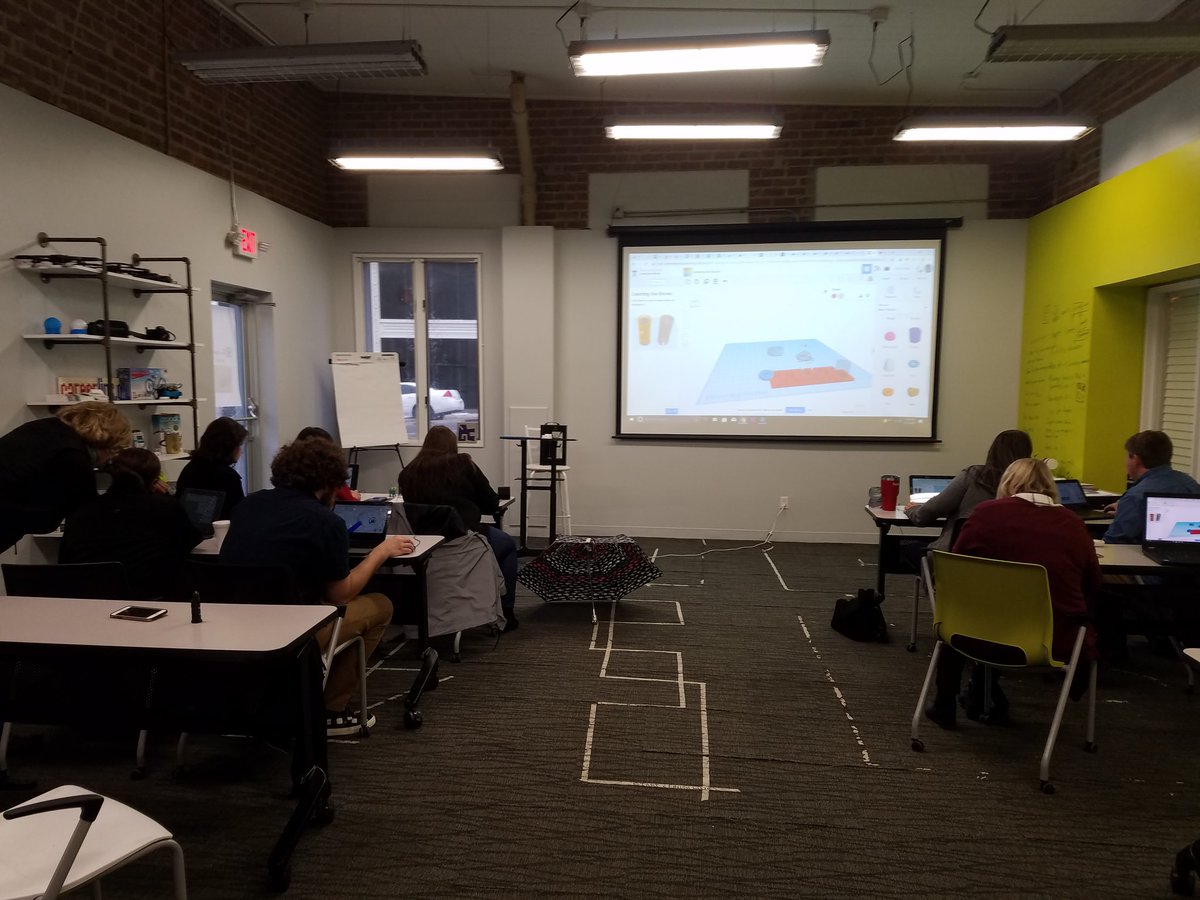 lasiter1's tweet photo. Some of the @AIMInstituteOMA staff stopped down to the #BrainExchange today to try their hand at #3dmodeling! Fun was had by all. https://t.co/7NQAipi7T6
