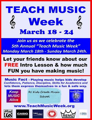 Sign up for piano lessons March 18-24 and get one free lesson.  Minimum of four lessons.  Use contact form.  rikcms401.wixsite.com/rikidscreatemu…