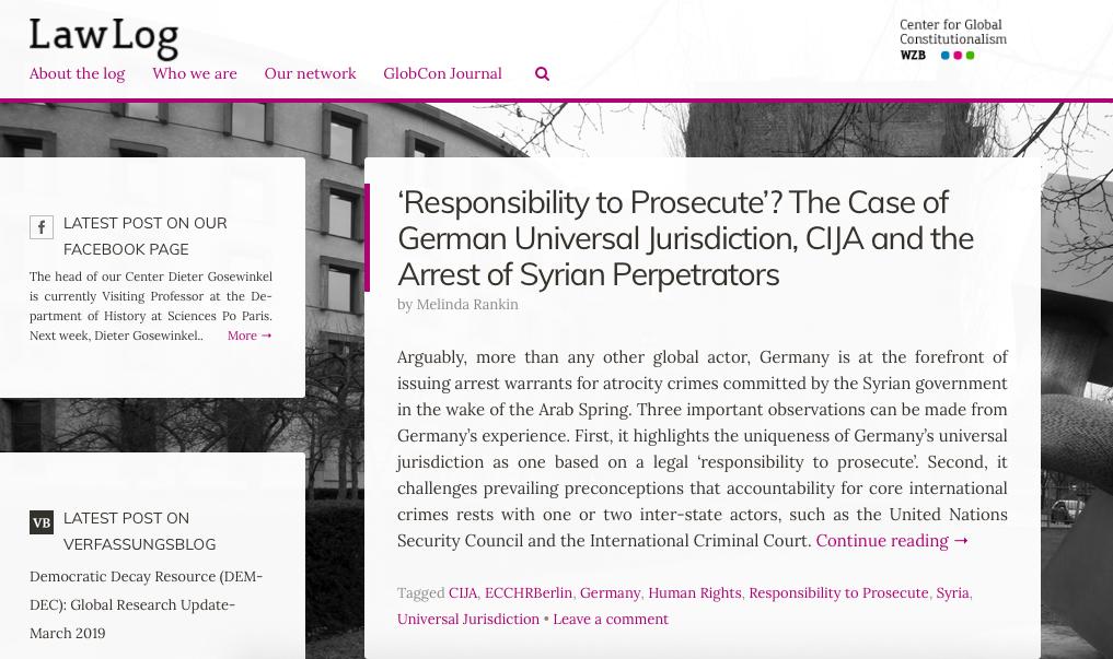 Universal jurisdiction: How Germany fills a gap in the international prosecution of war crimes. In our latest #LawLog piece, @MelindaRankin explains how state and non-state actors work together to bring Syrian war crimes to trial. 👉 bit.ly/2F8m72Y #CIJA #ECCHRBerlin