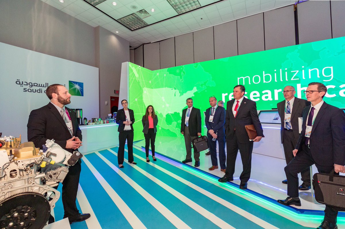 Aramco_Americas's tweet image. #Emerson CEO David Farr visits the Aramco house at @CERAWeek&apos;s Innovation Agora #CWAgora to speak with our researchers &amp;amp; learn more about our new energy technology. #CERAWeek @Emerson_News