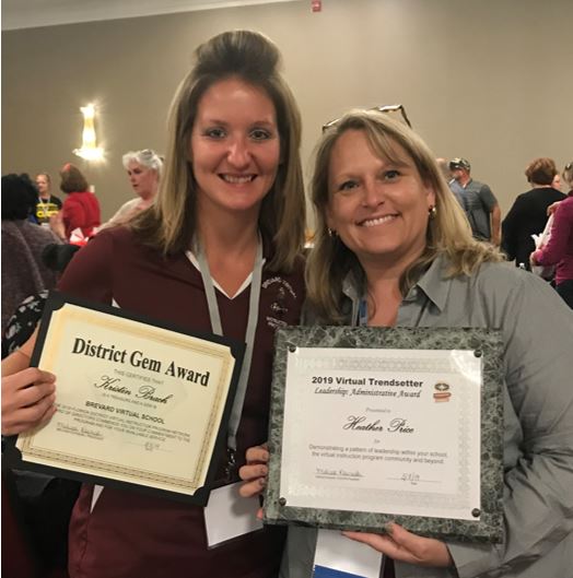 brevardvirtual's tweet photo. Our District Gem and Virtual Trendsetter at #FLDVIPN2019! Congrats to Mrs. Brach and Principal Mrs. Price! https://t.co/l6Ejj3FeRY