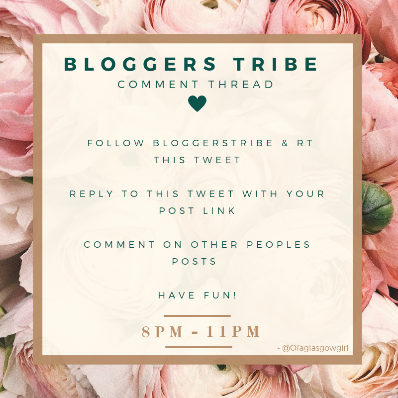 BloggersTribe's tweet photo. Happy Friday everyone! I do apologise for the blog comment thread not going out on wed - I have been so busy filming that my mind blanked haha 

Anyway, Here's Fridays Blog Comment Thread! You know the rules 😘  

- Ofaglasgowgirl

#Bloggerstribe https://t.co/fAgQXAFuwL