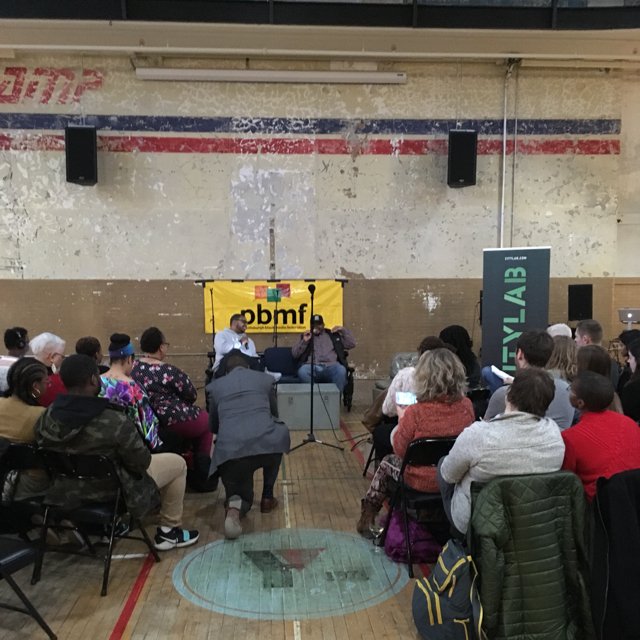 CityLab's tweet photo. Happening now: CityLab’s @brentinmock talks with @KieseLaymon at our #HappyHourLab with @pghblackmedia at @acehotel in Pittsburgh. Thanks to all who came out! https://t.co/9VAOYlMPQv