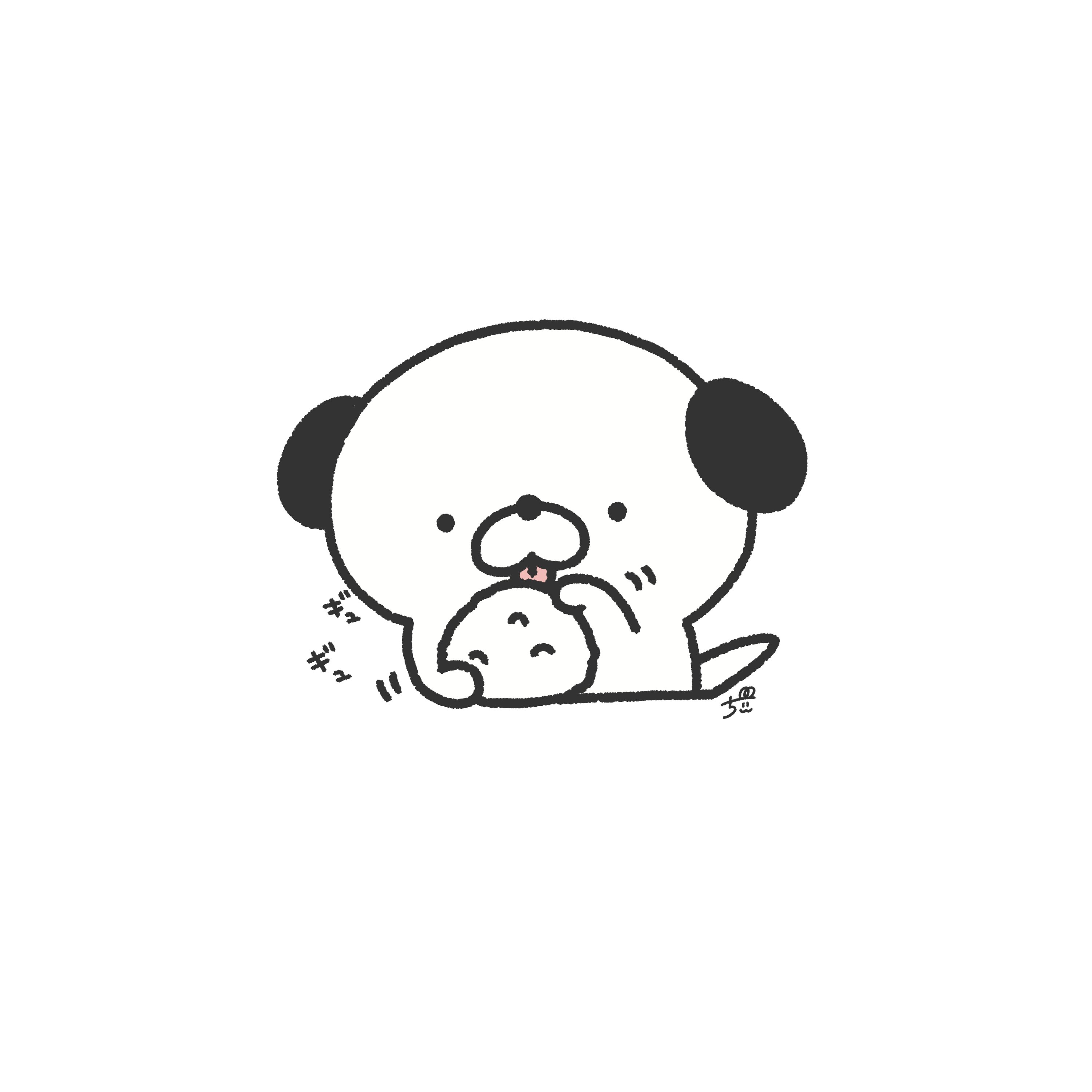 手描きイラスト アナログ絵 金のぐるぐるおにぎり にぎにぎ