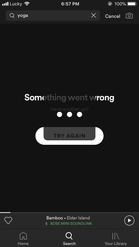 reneetsang's tweet photo. @SpotifyCares Ios12.1.4. Happens 24/7. It's on a constant state of "something went wrong"Spotify version 8.4.95.1194. https://t.co/jvFVdsPoRe