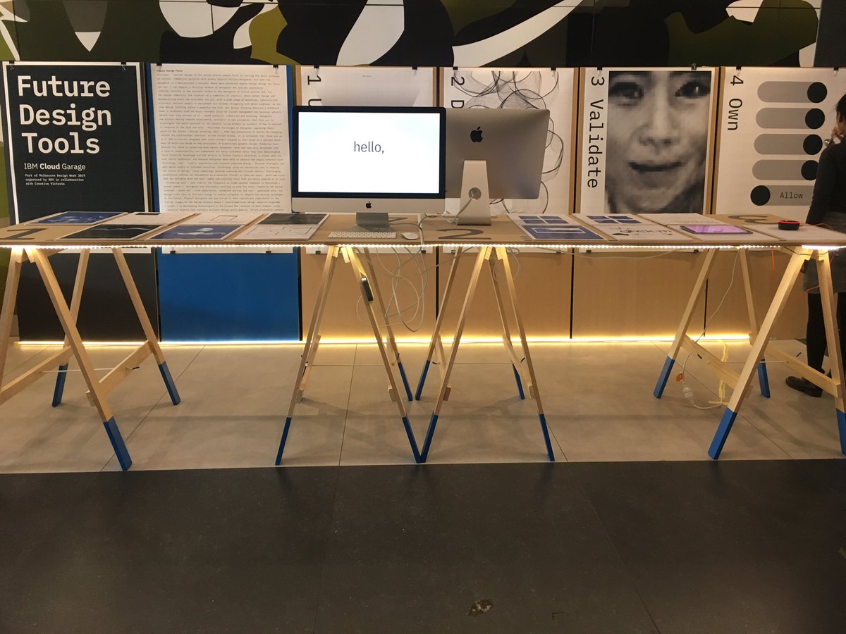 kirstypurcell's tweet photo. Launching our #NGVDesignWeek #FutureTools #FutureDesign exhibition at the #IBMCloudGarage Melbourne today! Come learn about our perspective on how we can collaborate with AI in the future. https://t.co/O94UQ00z3s