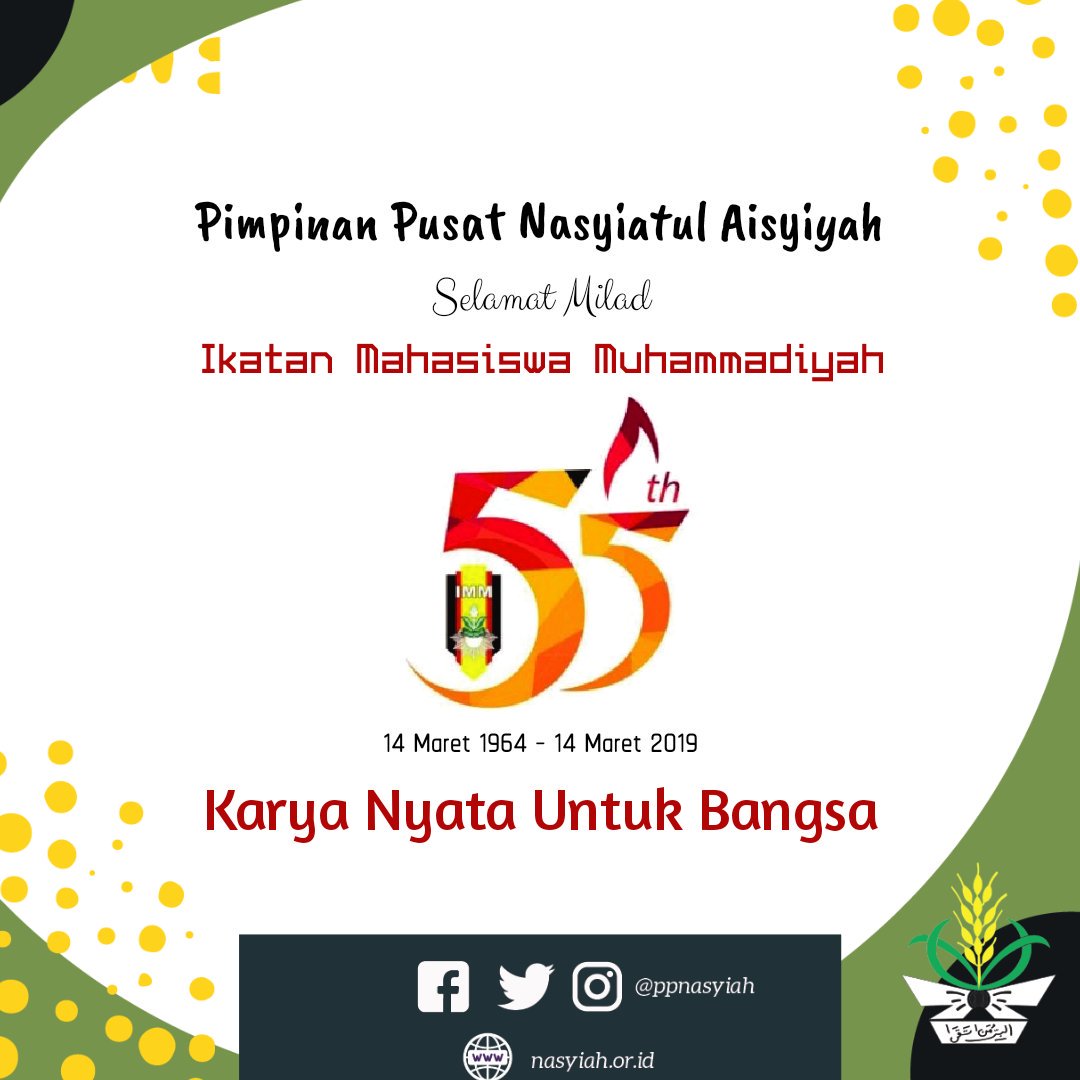 Selamat milad Ikatan Mahasiswa Muhammadiyah (IMM) 
14 Maret 1964 - 14 Maret 2019
"Karya Nyata untuk Bangsa"
<a href="/dppimm/">DPP IMM</a> <a href="/IMMnews/">Jayalah IMM!</a>