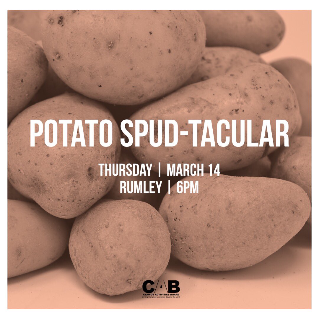 CUCAB's tweet image. WHO LOVES POTATOES? YAH, SO DO WE! Join us in RUMLEY at 6PM for french fries, tater tots, sweet potato pie, and more! We’ll be collecting school supplies for Buies Creek Elementary during the event so be sure to bring your donations! Swipe to check the donation list! CU there!🥔
