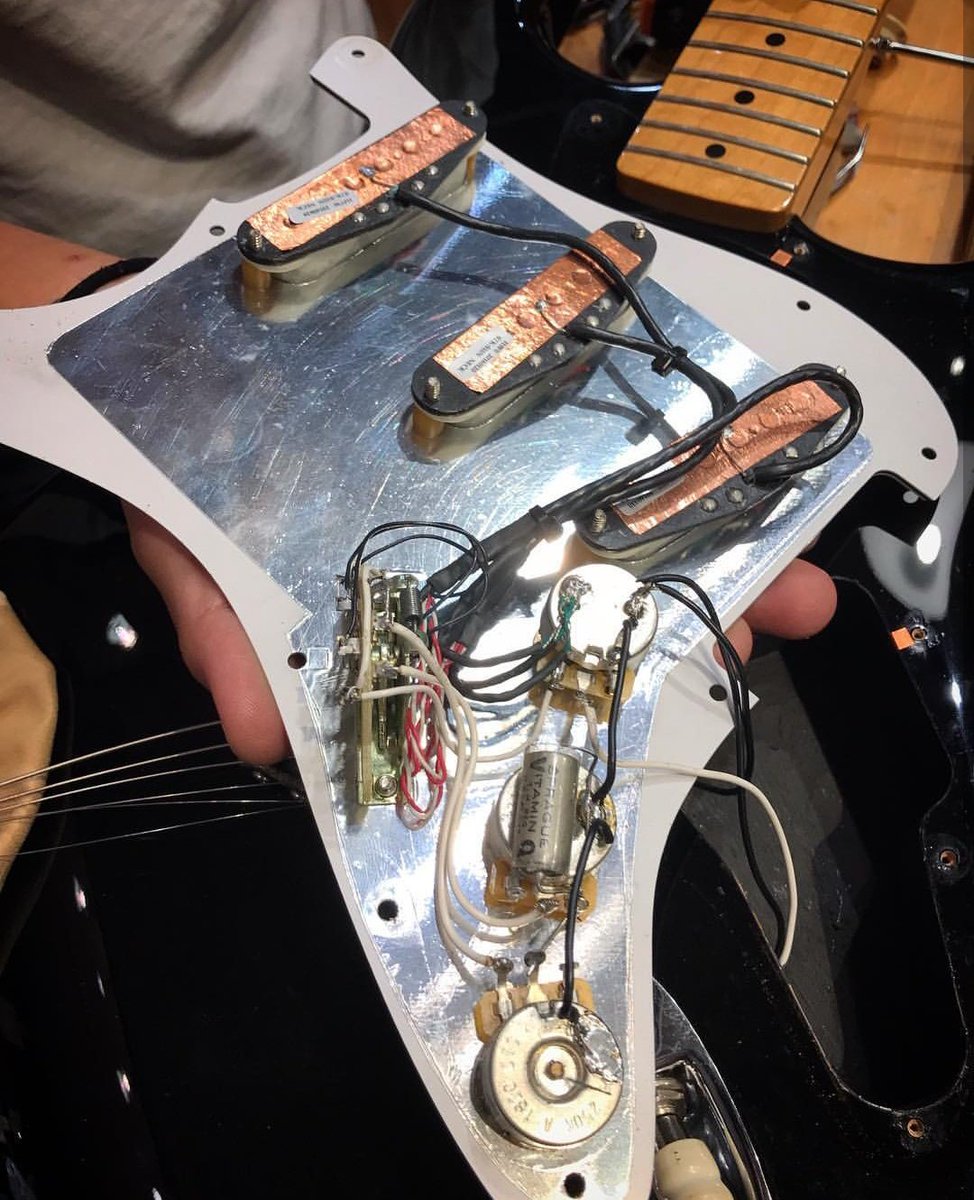 Yoda's replacing the tone and volume pots (potentiometers) on his guitar, going from 250k ohms to 500k. Guitarists say this gives the guitar more of a treble sound or "bright" sound.