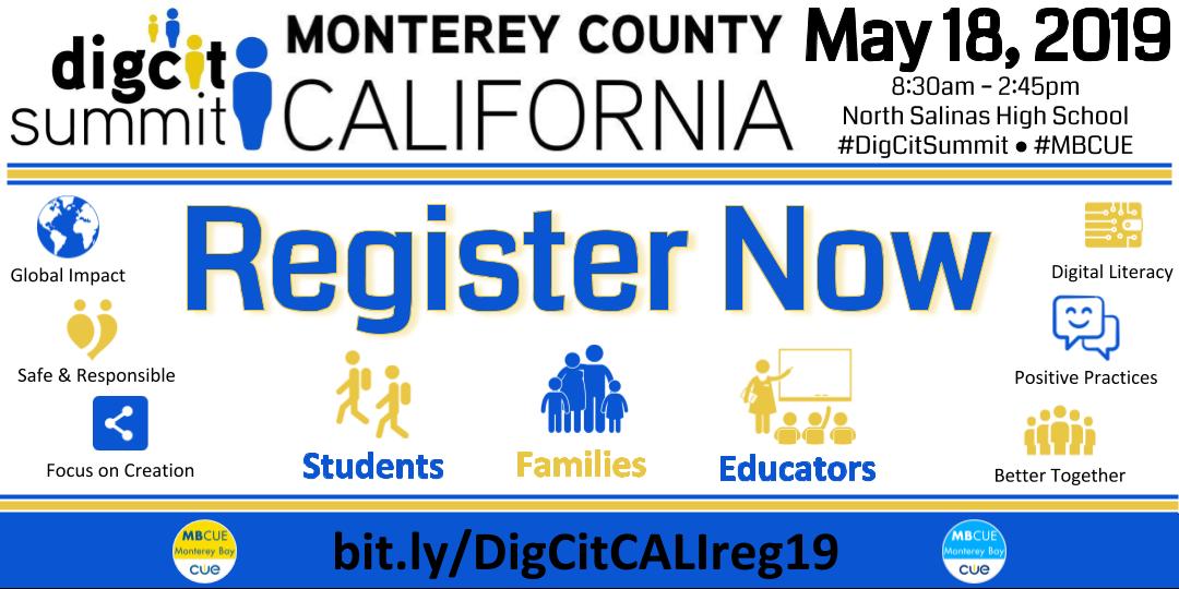 mbcue's tweet photo. 🚨EARLYBIRD ALERT ENDS 4/30!
Interested in #DigiCit? Join us in Salinas on May 18, 2019 for the 1st #DigCitSummitCali
Registar @ https://t.co/U0kLuaNjYN
@digcitsummit @DigCitInstitute #WeAreCUE #MBCUE #CUE19 @CLipsig @CarrieSebora @Dietrichucation @cueinc @edtechrodgers https://t.co/1uhfMhRR89