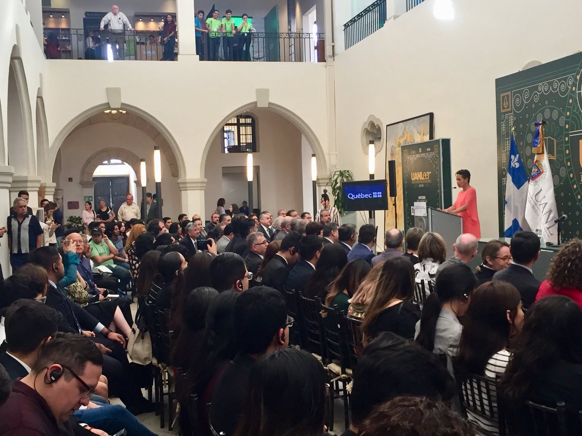 NadineGirault's tweet photo. J’ai eu l’occasion de prononcer une conférence à l’Université autonome du Nuevo León. « L’action internationale du Québec: un moteur pour son développement économique ». Le Nuevo León et l’ensemble du Mexique sont des territoires prioritaires pour notre action internationale. https://t.co/ElRf8plF8Y