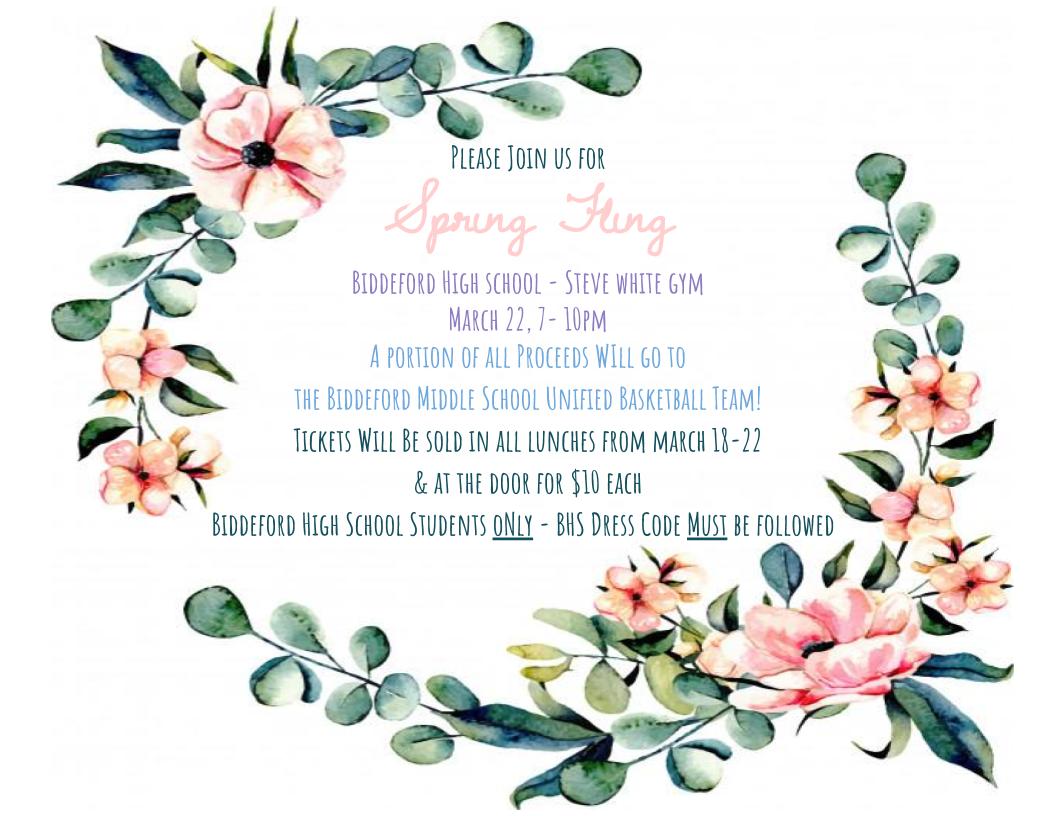 BiddStuCo's tweet photo. Spring Fling next Friday! If you have any questions, please ask any student council officer! https://t.co/5NTFgXZTwl