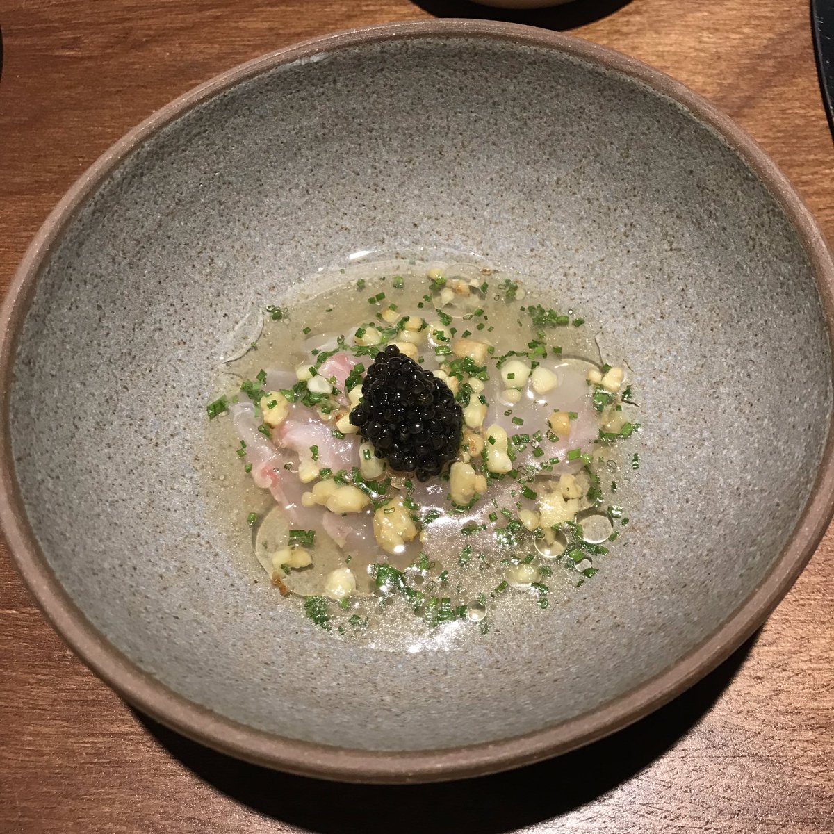 Andreja's tweet photo. The amazing start at Oteque in Rio.
Grouper, seaweed vinaigrette, sweet corn, caviar giaveri osietra; oyster, heart of palm juice, dry seaweed; eggplant, cured pork belly, cashew nut cream, Italian black truffle #Oteque #Rio #RiodeJaneiro #albertolandgraf @THEGELINAZ https://t.co/n1EiLobARb