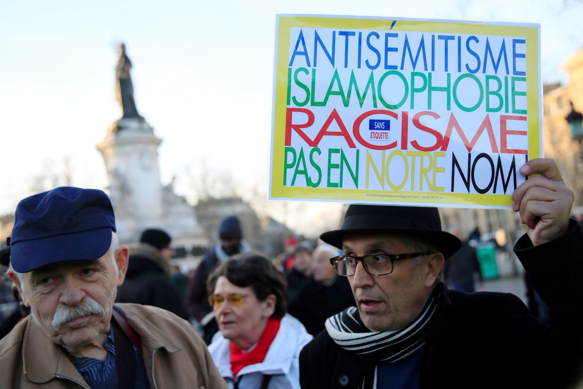 Gathering to protest antisemitism in France. Credit: Reuters